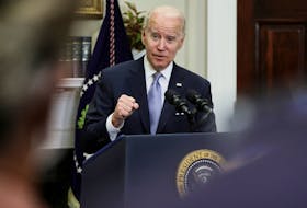U.S. President Joe Biden announces an additional $800 million security assistance package for Ukraine as he delivers an update on U.S. efforts related to Russia's invasion, during a speech in the Roosevelt Room at the White House in Washington, U.S., April 21, 2022.