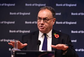 Governor of the Bank of England Andrew Bailey addresses the media during a press conference concerning interest rates, at the Bank of England, in London, Britain, November 2, 2023. HENRY NICHOLLS/Pool via REUTERS