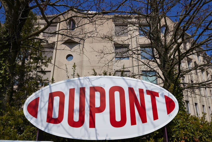 A logo is pictured outside of Dupont offices in Geneva, Switzerland, April 15, 2021.