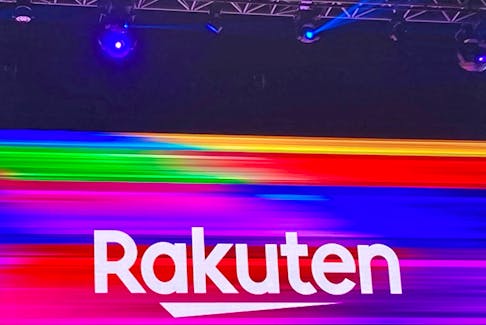 The logo of Rakuten is pictured in Yokohama, Kanagawa, Japan, Aug 2, 2023.