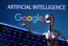 Google logo and AI Artificial Intelligence words are seen in this illustration taken, May 4, 2023.