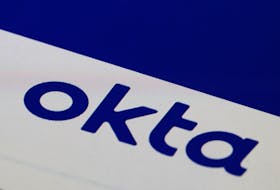 Okta logo is displayed in this illustration taken March 22, 2022.