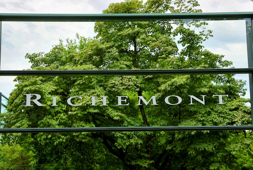 The logo of the luxury goods company Richemont is pictured at its headquarters in Bellevue near Geneva, Switzerland, June 2, 2022.