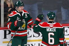Halifax Mooseheads defenceman Brady Schultz, left, had a goal and three assists in a 5-4 overtime loss to the Blainville-Boisbriand Armada on the road on Wednesday.