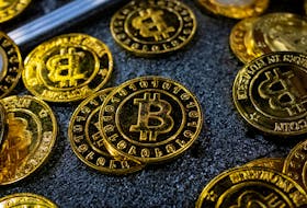 Bitcoin coins are seen at a stand during the Bitcoin Conference 2023, in Miami Beach, Florida, U.S., May 19, 2023.
