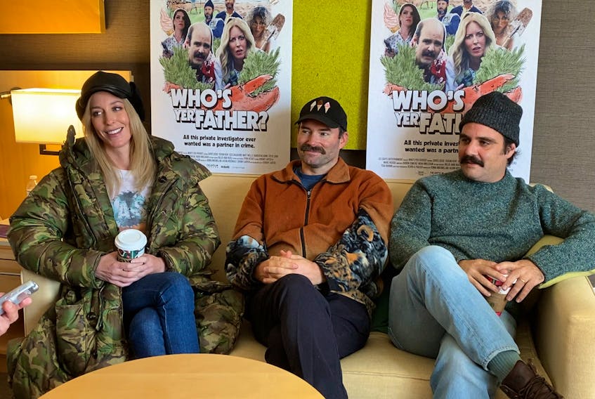 “Who’s Yer Father?’’ is playing now at Cineplex cinemas. It was shot completely in P.E.I. From left are Susan Kent, writer-director Jeremy Larter and Chris Locke. Tristan Hood • The Guardian