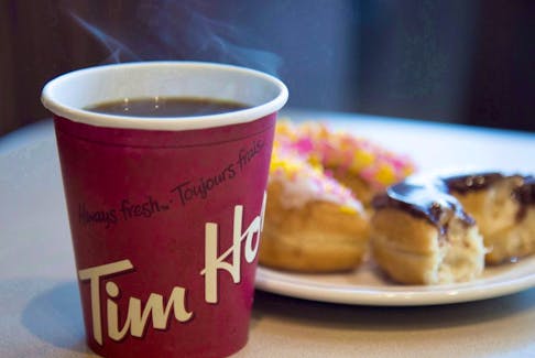  Tim Hortons coffee and doughnuts at a restaurant in B.C.