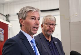 Nova Scotia Premier Tim Houston, left, and John Lohr, the Minister of Municipal Affairs and Housing. Lohr said in legislature last week that delaying Bill 340 is a "terrible idea" and that CBRM had already met with his department's staff. JASON MALLOY