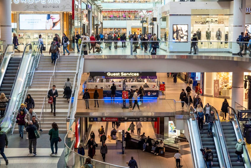 People shop at the Eaton Centre in Toronto, Ontario, Canada November 22, 2022. 