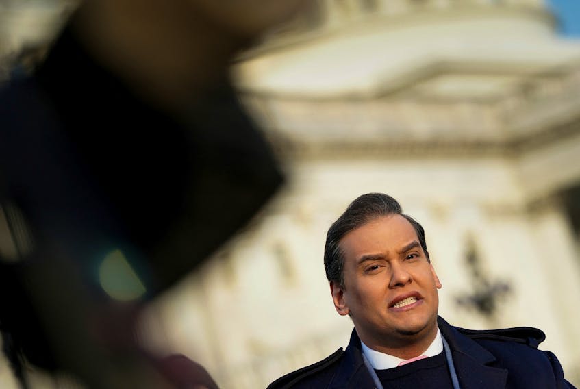U.S. Rep. George Santos (R-NY) holds a press conference to address efforts to expel him from the House of Representatives, at the U.S. Capitol in Washington, U.S., November 30, 2023.
