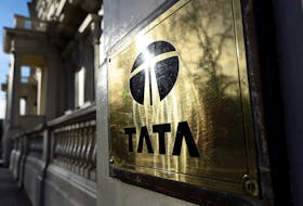 A Tata sign is seen outside their offices in London, Britain March 30, 2016.