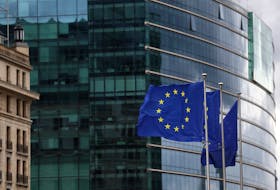 European flags fly outside the European Commission headquarters in Brussels, Belgium September 20, 2023.