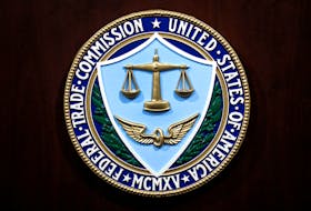 Federal Trade Commission seal is seen at a news conference to announce that Facebook Inc has agreed to a settlement of allegations it mishandled user privacy at FTC Headquarters in Washington, U.S., July 24, 2019.