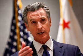 Governor of U.S. state of California Gavin Newsom speaks at a press conference in Beijing, China October 25, 2023.