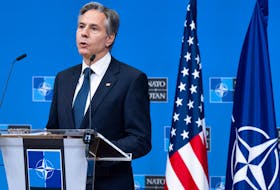 US Secretary of State Antony Blinken gives a press conference following the NATO Foreign Ministers meeting on Ukraine at its Headquarters in Brussels, Belgium November 29, 2023.     SAUL LOEB/Pool via REUTERS