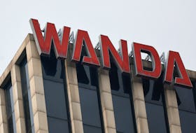 A sign of Wanda is pictured at the headquarters of Dalian Wanda Group, in Beijing's Central Business District (CBD), China August 8, 2023.