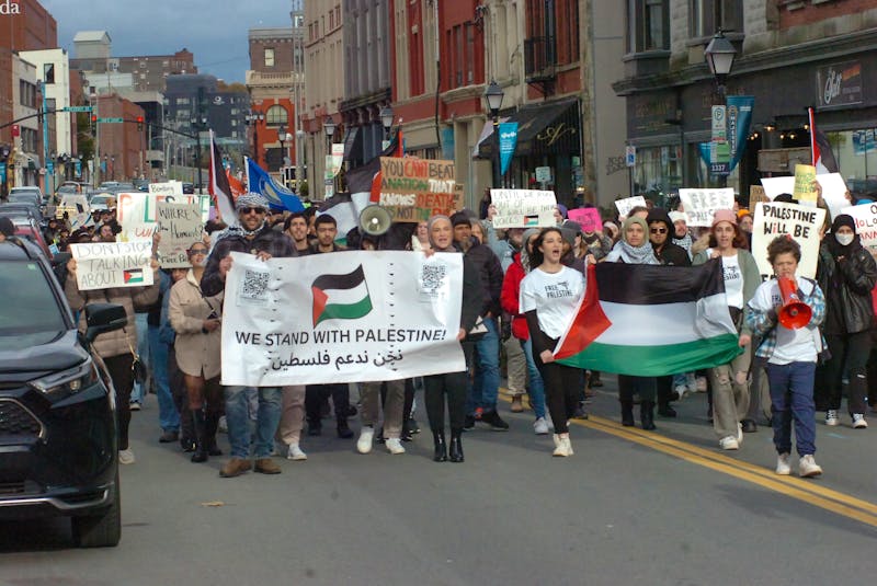 A few hundred people attended the March For Palestine on Saturday, Nov. 4, in St. John's. The event was hosted by the St. John’s Palestine Action Committee, which is calling for an end to Israel’s aggression on Gaza.  - Joe Gibbons/The Telegram