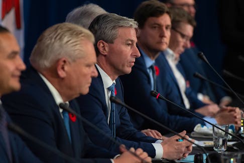 Premier Tim Houston answers questions from reporters during a press conference for the Council of the Federation meeting and health summit at the Halifax Convention Centre on Monday, Nov. 6, 2023.
Ryan Taplin - The Chronicle Herald