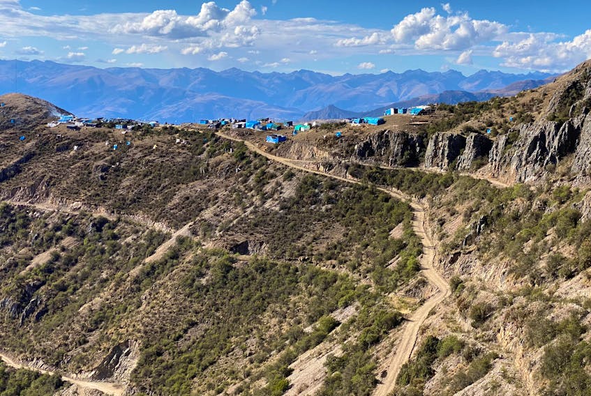 A view shows a makeshift dwelling near an area where hundreds of artisan miners have found a rich seam of copper, in the hills of Tapairihua in Peru's Andes, October 18, 2022.