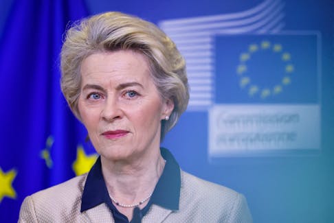 European Commission President Ursula von der Leyen attends a news conference in Brussels, Belgium February 16, 2023.