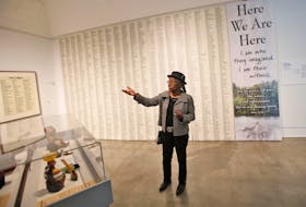 A multi-faceted artist, Sylvia Hamilton speaks during a media tour of the exhibit Here We Are Here: Black Canadian Contemporary Art at the Art Galley of Nova Scotia in Halifax in May 2019. FILE PHOTO