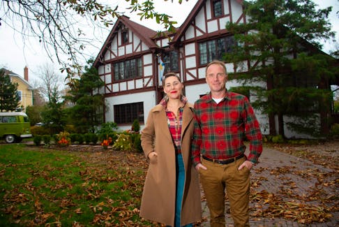 Amanda and John Wesley Chisholm pose for a photo outside their Jubilee Rd. home on Tuesday, Nov. 7, 2023. The Tudor-style home was built in 1920 and the Chisholms are trying to get municipal heritage designation for the house.
Ryan Taplin - The Chronicle Herald