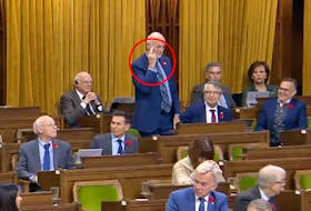 Ken McDonald was voting in the House of Commons when he appeared to give the middle finger. 