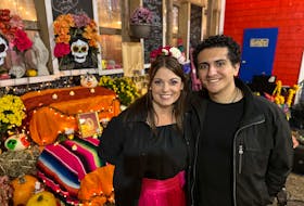 Flory Sanderson, left, the owner of Island Hill Farm, and Diego Montero Gonzalez, owner of Los Nopales, put together a Day of the Dead celebration on Nov. 4 in P.E.I. Thinh Nguyen • The Guardian