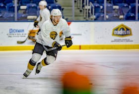 Newfoundland Growlers leading scorer Jackson Berezowski and his teammates got some work in at the Mary Brown’s Centre in St. John’s this week before they welcomed the Worcester Railers to the Mary Brown’s Centre for a three-game series starting on Thursday. Jeff Parsons/Newfoundland Growlers