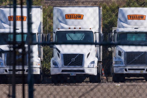 Semi truck trailers are pictured at freight trucking company Yellow’s terminal near the Otay Mesa border crossing between the U.S. and Mexico, after the company filed for bankruptcy protection, in San Diego, California, U.S., August 7, 2023