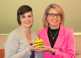 Danya O'Malley, left, executive director of P.E.I. Family Violence Prevention Services, and Melody Dover, Fresh Media founder, have come together to raise funds for Anderson House during 2024 P.E.I. Burger Love. - Contributed