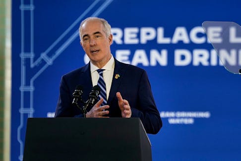 U.S. Senator Bob Casey (D-PA) delivers remarks at the Belmont Water Treatment Center during a visit to Philadelphia, Pennsylvania, U.S., February 3, 2023.