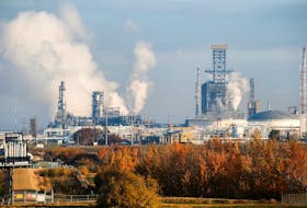Multiple refineries including the Kinder Morgan Edmonton Terminal, that produces petrochemicals, is seen near Edmonton, Alberta, Canada, October 7, 2021. 