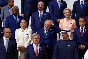 President of the United Arab Emirates Sheikh Mohamed bin Zayed Al Nahyan, Brazil's President Luiz Inacio Lula da Silva, Morocco's Princess Lalla Hasna, European Council President Charles Michel, European Commission President Ursula von der Leyen, United Nations Secretary-General Antonio Guterres, Indonesia's President Joko Widodo pose for a family photo during the United Nations Climate Change Conference (COP28) in Dubai, United Arab Emirates, December 1, 2023.