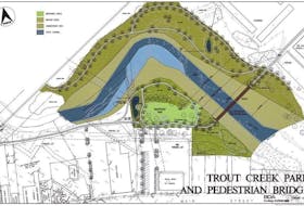 Preliminary drawings for a pedestrian bridge over Trout Creek in Sussex. CAO Scott Hatcher said the idea for a permanent link between Princess Louise Park and downtown came as early as 2009.