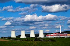 A view shows cooling towers for new third unit at the Mochovce Nuclear Power Plant, in Mochovce, Slovakia, September 12, 2022.