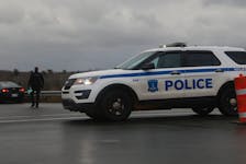 Halifax regional police block and offramp onto Highway 118 at the Burnside exit following a car pedestrian accident December 1, 2023