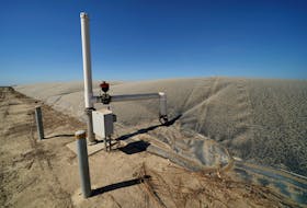 A methane collecting dome that covers one of Airoso Circle A Dairy's waste collecting ponds is shown in Pixley, California, U.S., October 2, 2019. Picture taken October 2, 2019.      