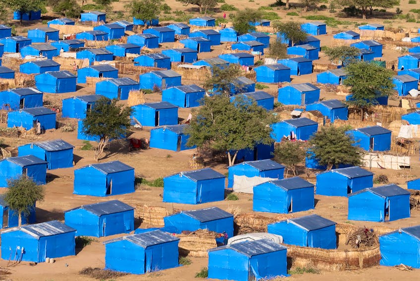A general view of refugee tents in the Metche Sudanese refugee camp, Chad, November 9, 2023.