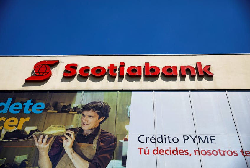 The corporate logo of Scotiabank is seen on a branch in San Salvador, El Salvador, February 8, 2019.