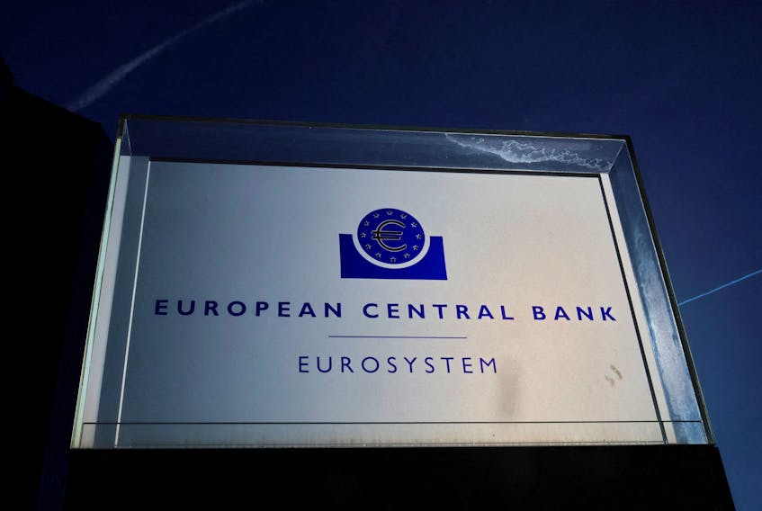 A sign outside the European Central Bank building in Frankfurt, Germany October 27, 2022.
