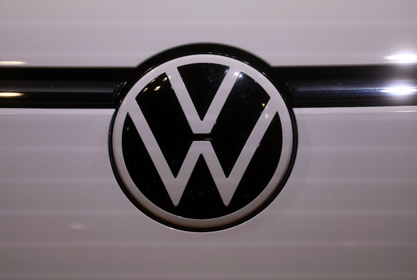 Volkswagen logo is pictured at the 2022 New York International Auto Show, in Manhattan, New York City, U.S., April 13, 2022.