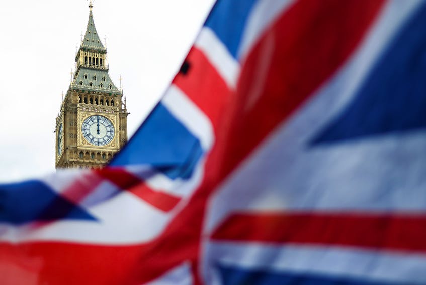 The Union Jack flag is flown outside the Houses of Parliament, in London, Britain February 9, 2022.