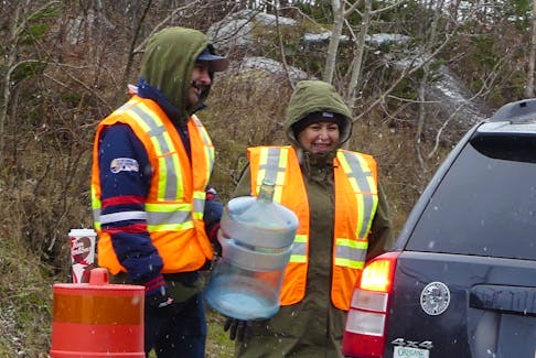 Bill and Claire Meuse collect donations at a temporary toll booth on Membertou Road in Cape Breton to raise money for Dreams Take Flight. A Fraser Institute study has found charitable giving is declining across the country, particularly in Atlantic Canada. SaltWire file