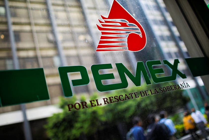 The logo of Petroleos Mexicanos (Pemex) is pictured at the company's headquarters in Mexico City, Mexico July 26, 2023.
