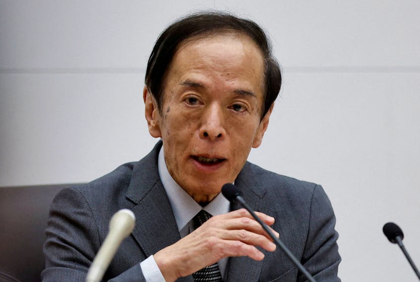 Bank of Japan (BOJ) Governor Kazuo Ueda attends a news conference after their policy meeting at BOJ headquarters in Tokyo, Japan April 28, 2023.