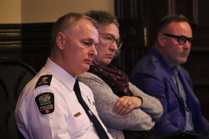 Brad MacConnell, left, chief of Charlottetown Police Services, said the force was short 29 officers before a Dec. 11 council vote to hire six more. - Logan MacLean