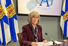 Kim Adair, auditor general for Nova Scotia, delivers a financial audit on Tuesday, Dec. 5, 2023, that highlights the provincial government's continued budget overspending year after year. - Francis Campbell