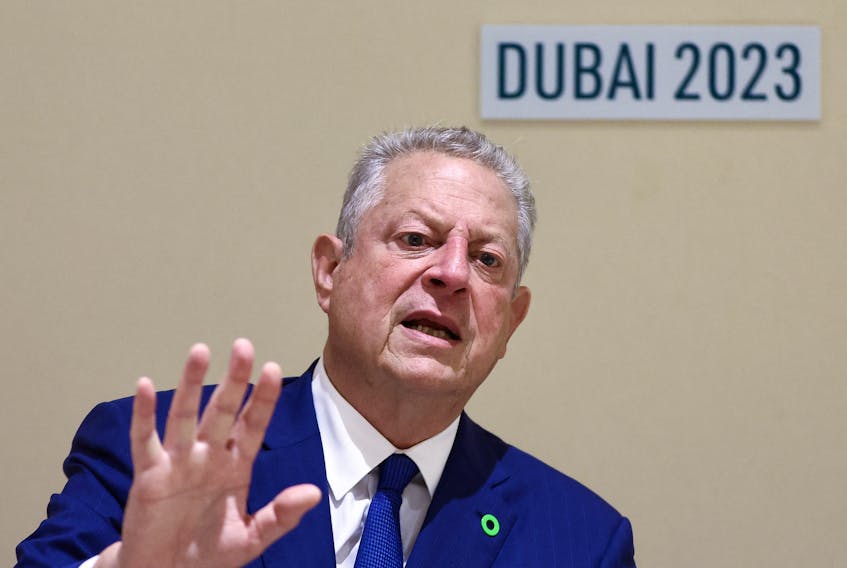 Former U.S. Vice President Al Gore speaks during an interview with Reuters at the United Nations Climate Change Conference (COP28), in Dubai, United Arab Emirates, December 3, 2023.