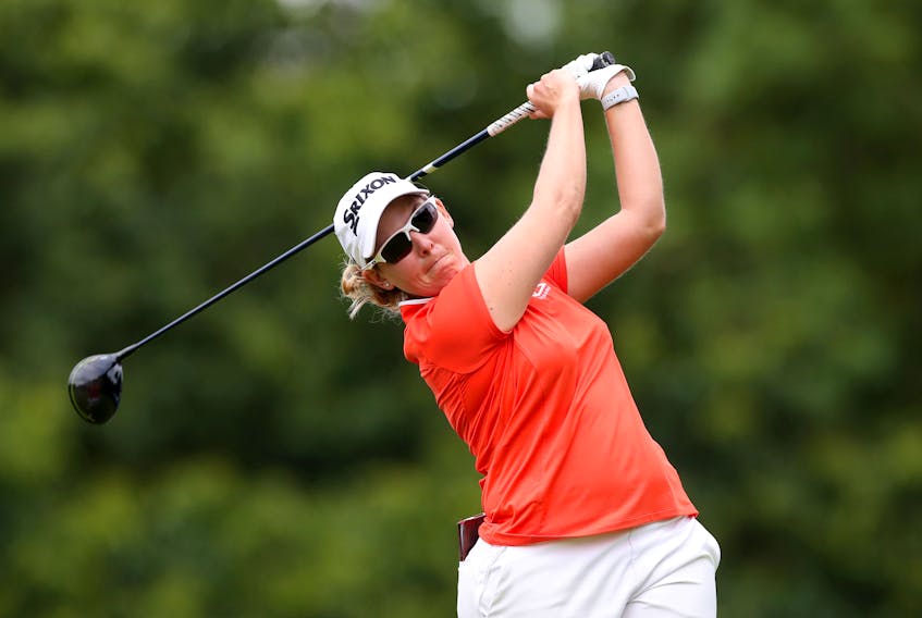 Golf - Women’s British Open - Woburn Golf Club, Milton Keynes, Britain - August 4, 2019   South Africa's Ashleigh Buhai in action during the final round   Action Images via Reuters/Peter Cziborra/File Photo
